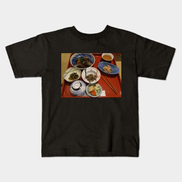 Traditional Japanese Hot Springs Meal Kids T-Shirt by Stephfuccio.com